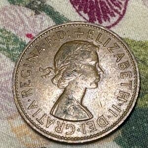 🪙 1963 United Kingdom One Penny — Queen Elizabeth II — Large Pre-Decimal — Coin